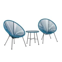 Monaco 2 Seater Blue Egg Chair Bistro Set -Garden and Outdoors 1000098753 alt01