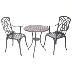 Cast Aluminium 2 Seater Black And Bronze Bistro Set -Garden and Outdoors 1000162673 alt02
