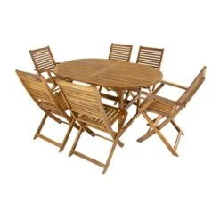 Acacia 6 Seater Extendable Dining Set 11 Acacia 6 Seater Extendable Dining Set -Garden and Outdoors 1000162684 alt02