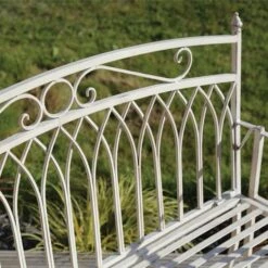 Wrought Iron 2 Seater White Bench -Garden and Outdoors 1000162710 alt02
