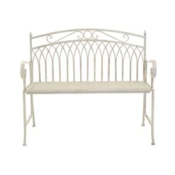 Wrought Iron 2 Seater White Bench -Garden and Outdoors 1000162710 alt03