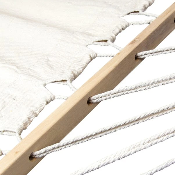 Wooden Hammock With Arc Stand Cream Canvas 4 Wooden Hammock With Arc Stand Cream Canvas - Image 4
