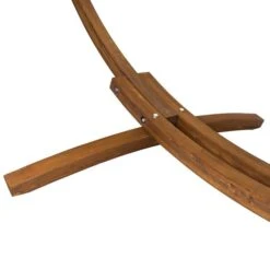 Wooden Hammock With Arc Stand Cream Canvas 9 Wooden Hammock With Arc Stand Cream Canvas -Garden and Outdoors 1000185574 alt04