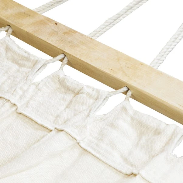 Extra Large Wooden Hammock With Arc Stand Cream Canvas 2 Extra Large Wooden Hammock With Arc Stand Cream Canvas - Image 2