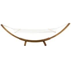 Extra Large Wooden Hammock With Arc Stand Cream Canvas 7 Extra Large Wooden Hammock With Arc Stand Cream Canvas -Garden and Outdoors 1000185575 alt03