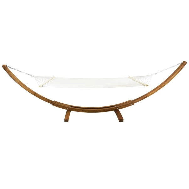 Extra Large Wooden Hammock With Arc Stand Cream Canvas 4 Extra Large Wooden Hammock With Arc Stand Cream Canvas - Image 4