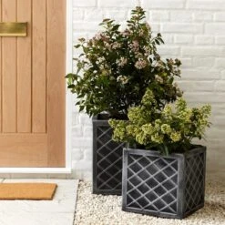 Square Grey Lazio Planter -Garden and Outdoors 30203272