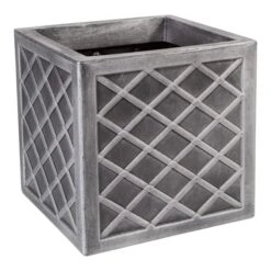 Square Grey Lazio Planter -Garden and Outdoors 30203272 alt01