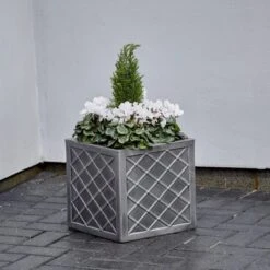 Square Grey Lazio Planter -Garden and Outdoors 30203272 alt02