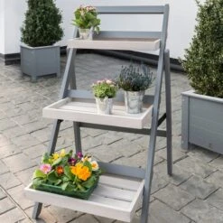 Florenity Folding Plant Pot Shelf -Garden and Outdoors 30601057