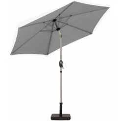 2.5m Brushed Aluminium Crank And Tilt Parasol -Garden and Outdoors 30649986 alt01