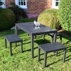 Trabella Roma 4 Seater Bench Rectangular Dining Set -Garden and Outdoors 30651933