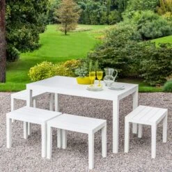 Trabella Roma 4 Seater Bench Rectangular Dining Set -Garden and Outdoors 30651955
