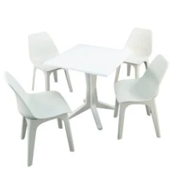Ponente 4 Seater White Dining Set With Eolo Chairs
