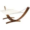 Extra Large Wooden Hammock With Arc Stand Cream Canvas