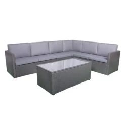 Berlin 6 Seater Grey Corner Lounging Set -Garden and Outdoors 30727728 alt07