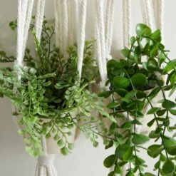 Macrame Double Hanging Ceramic Plant Pot -Garden and Outdoors 30732436 alt02