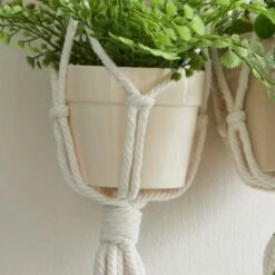 Macrame Double Hanging Ceramic Plant Pot -Garden and Outdoors 30732436 alt03