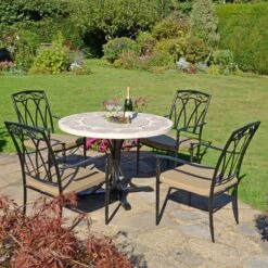 Avignon Dining Table With 4 Ascot Chairs Set -Garden and Outdoors 30760653 alt04