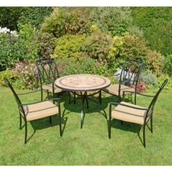 Riverside 91cm Patio Table Set With 4 Austin Chairs 12 Riverside 91cm Patio Table Set With 4 Austin Chairs -Garden and Outdoors 30760667 alt04