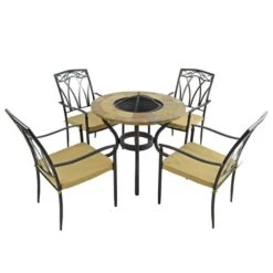Bayfield Firepit 89cm Table With 4 Ascot Chairs Set -Garden and Outdoors 30826728 alt05