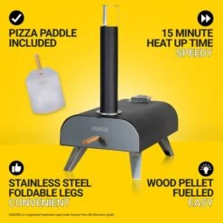 Zanussi Wood Pellet Pizza Oven With Paddle & Cover -Garden and Outdoors 30856035 alt03