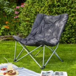 Elements Padded Camping Chair With Carry Bag -Garden and Outdoors 30872759