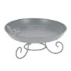 Fallen Fruits Grey Metal Standing Bird Bath