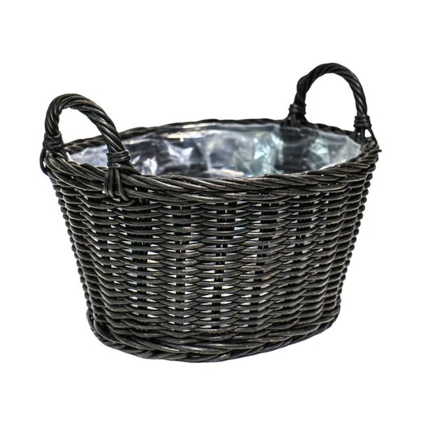 Ivyline Polyrattan Lined Basket Plant Pot 2 Ivyline Polyrattan Lined Basket Plant Pot - Image 2