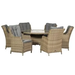 Wentworth 6 Seater Round Highback Comfort Dining Set -Garden and Outdoors 30915666 alt02