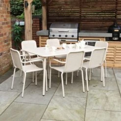 Porto 6 Seater Dining Set With Stacking Chairs -Garden and Outdoors 30915726