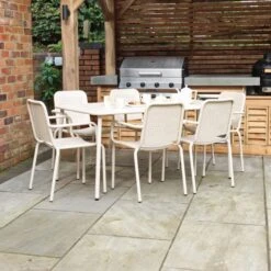 Porto 6 Seater Dining Set With Stacking Chairs -Garden and Outdoors 30915726 alt01
