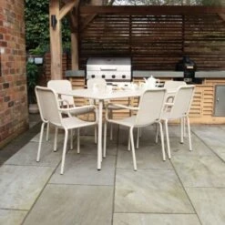 Porto 6 Seater Dining Set With Stacking Chairs -Garden and Outdoors 30915726 alt03