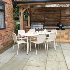 Porto 6 Seater Dining Set With Stacking Chairs -Garden and Outdoors 30915726 alt06