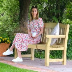 Emily 2 Seater Bench With Seat Pad 22 Emily 2 Seater Bench With Seat Pad -Garden and Outdoors 30916597 alt01