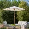 2.7m Cream Parasol With Wood Effect Pole