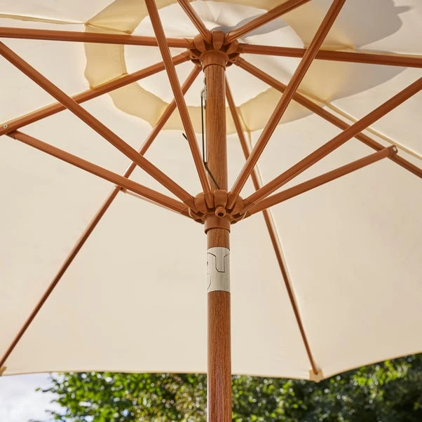 2.7m Cream Parasol With Wood Effect Pole 4 2.7m Cream Parasol With Wood Effect Pole - Image 4