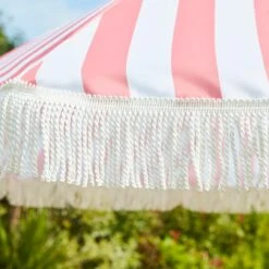 2m Striped Parasol With Fringe -Garden and Outdoors 30925738 alt02