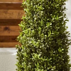 Artificial Boxwood Cone Shaped Tree In Woven Plant Pot -Garden and Outdoors 30926619 alt02
