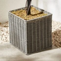 Artificial Boxwood Ball Tree In Woven Plant Pot -Garden and Outdoors 30926644 alt01