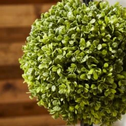 Artificial Boxwood Ball Tree In Woven Plant Pot -Garden and Outdoors 30926645 alt02