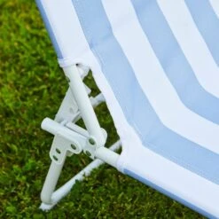 Blue And White Folding Lounger -Garden and Outdoors 30926656 alt04