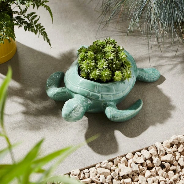 Green Turtle Plant Pot With Glaze Finish 1 Green Turtle Plant Pot With Glaze Finish