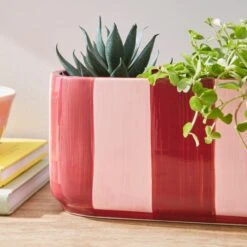 Elements Striped Ceramic Windowsill Plant Pot 13 Elements Striped Ceramic Windowsill Plant Pot -Garden and Outdoors 30943036 alt01