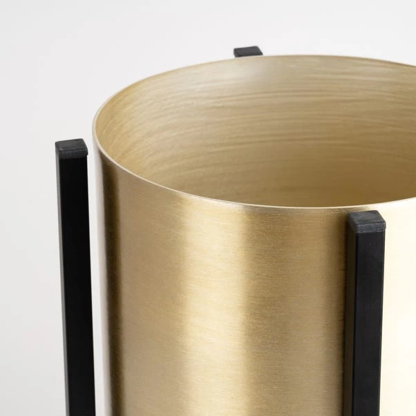 Gold Metal Plant Pot With Black Stand 12 Gold Metal Plant Pot With Black Stand - Image 12