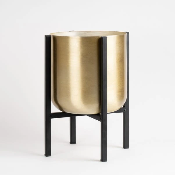 Gold Metal Plant Pot With Black Stand 13 Gold Metal Plant Pot With Black Stand - Image 13