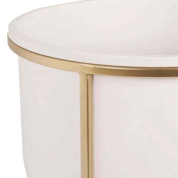 Set Of 2 White & Gold Metal Plant Stands 2 Set Of 2 White & Gold Metal Plant Stands - Image 2